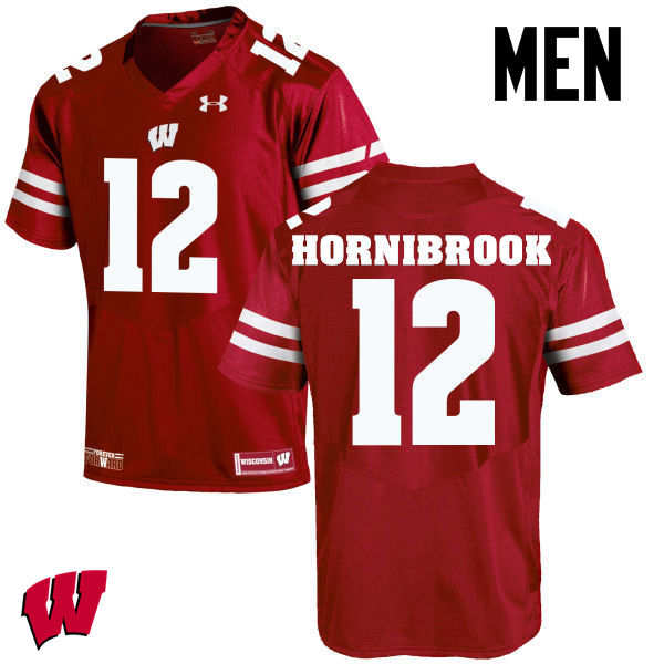 Men Wisconsin Badgers #12 Alex Hornibrook College Football Jerseys-Red - Click Image to Close